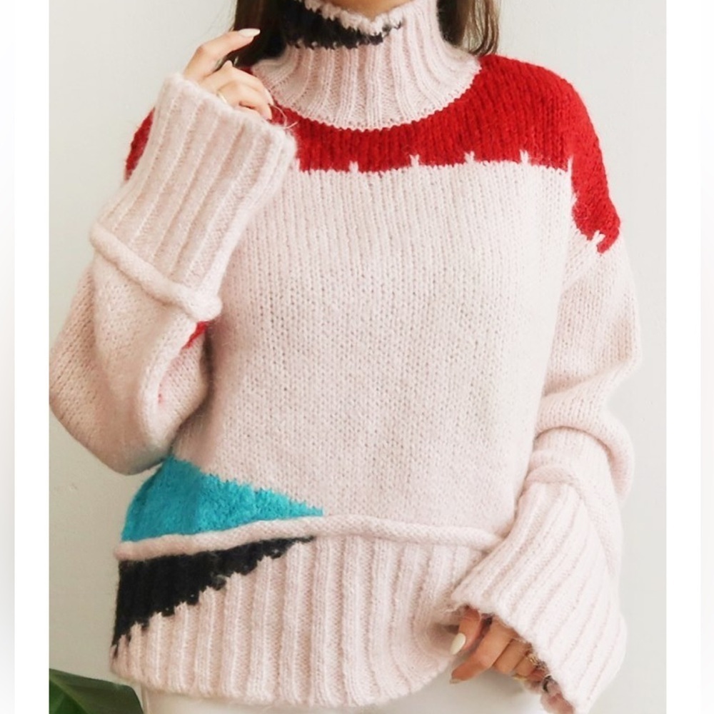 Zara | Colorblock Turtleneck Sweater Size Medium